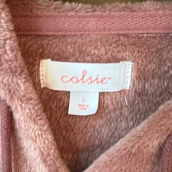 Colsie Plush Pink Hoodie Cozy Warm Loungewear Sweatshirt Size L - Picture 2 of 3